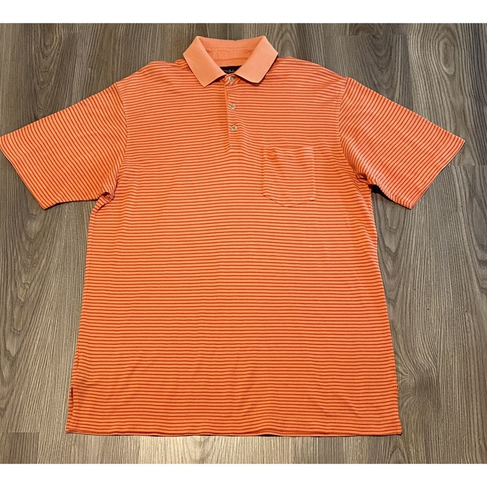Tommy Bahama 18 Golf Orange Stripe Polo Men's size Medium